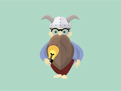 Dwarf with light bulb beard design illustration light bulb vector