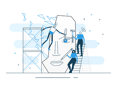 🌚Make a Face blue brand character hackster illustration illustrator line