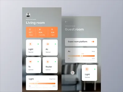 Smart Home App UI app design app inspiration app interface app ui app ui design card first shot freelancer hello dribbble minimal app design orizon smart app smart home app visualx