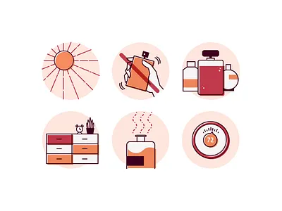 Fragrance Icons cologne flat fragrance icons illustration mid century offset perfume scent vintage