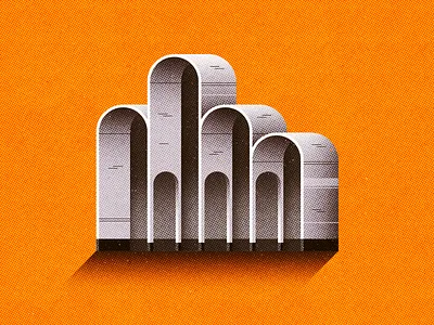 Soviet Bus Stop 02 arches architecture brutalism bus shelter bus stop concrete design flat geometric gradient halftone illustration photoshop shadow texture vector