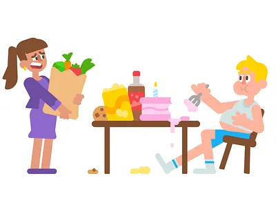 Where do I put the vegetables? design food funny illustration