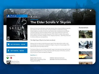 DailyUI #012 - eCommerce Product Page dailyui dailyui 012 ecommerce landing page product page ps4 shop skyrim ui ux video game