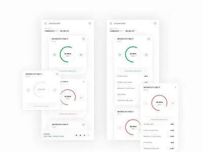 Bitcoin Hash Rate Dash Cards (WIP) app bitcoin clean concept crypto dashboard design finance flat icon interface ios iphone mobile product design sketch ui ux web web design