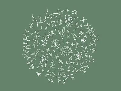 happy spring flowers garden green illustration leaves spring springtime