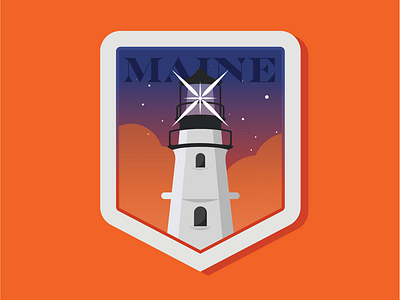 50 States | Maine badge branding design flag graphic icon illustration lighthouse logo maine patch travel vector