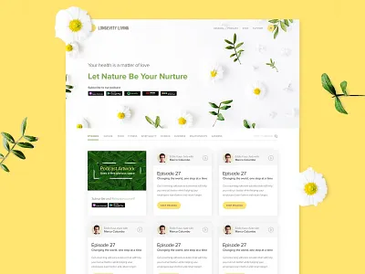 Longevity Living - Podcast blog and online store blog coaching conference homepage landing page podcast podcasting stream streaming ui ux design web webiste