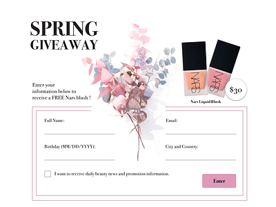 Giveaway beautyui dailyui dailyuichallange ecommerceui giveawayui promotion ui design webdesignui