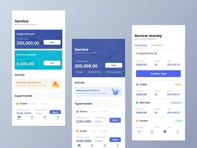Financial 3 card clean financial loan page