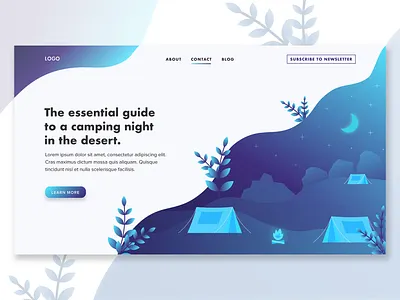 Camping night in the desert camping desert gradient illustration landing stars ui ux web design website