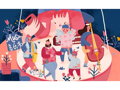 Crazy music festival ui ux 应用 插图 设计