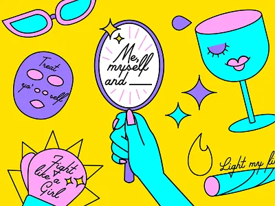 Me, Myself and ______ Illos colorful girl power illustration ladies ladieswineanddesign