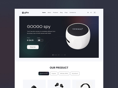 Gifta e-commerce shop website clean e commerce futuristic landing page minimalist modern shop shopify shopping tech technology ui design uiux web design website ui