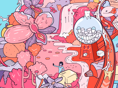 Microbiomes article illustration magazine vector