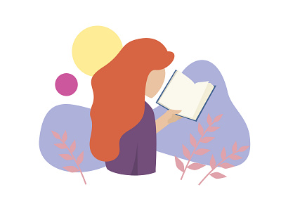 Girl With Book adobe illustrator book flat flat art flat illustration girl illustration soft colors