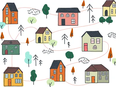 Houses doodle doodles drawing fun house illustration ipad procreate texture