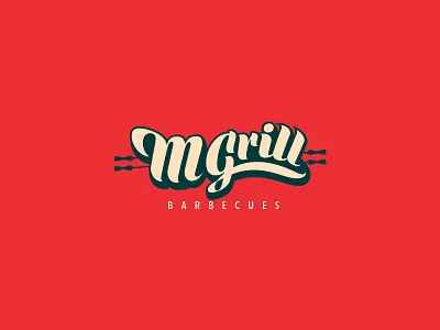 M Grill Barbecues - Logo Design barbecues brand identity design fahaddesigns green grill logo mgrill red restaurant restaurant branding restaurant design