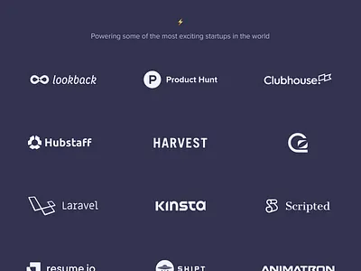 Clients section analytics baremetrics branding clients design landing page typography ui