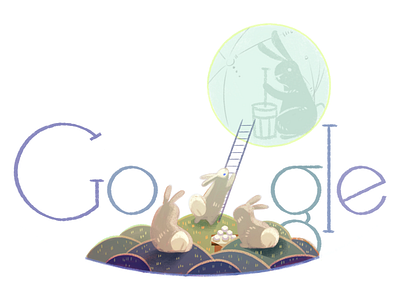 Doodle for Mid-Autumn Festival bunnies doodle google google doodle logo mid autumn festival moon festival moon festivalmid autumn festival rabbits