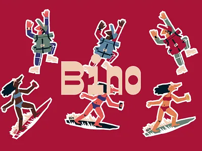 BINO: logo and stickers🚀 2d character design logo design logodesign logos logotype logotype design mark red sticker sticker art sticker design sticker pack symbol type
