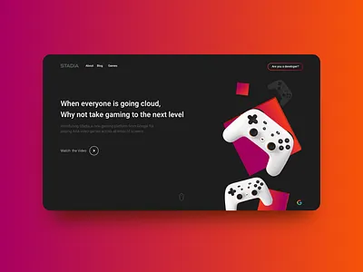 Stadia Website - Design Concept adobe xd dark mode darkmode design flat design gaming website stadia website design ui user experience user interface website design