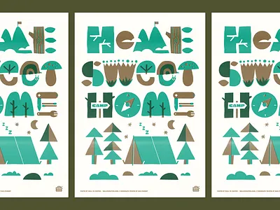 Home Sweet Home Poster camping hiking illustration illustration art nature outdoors poster poster design print design riso risography risoprint