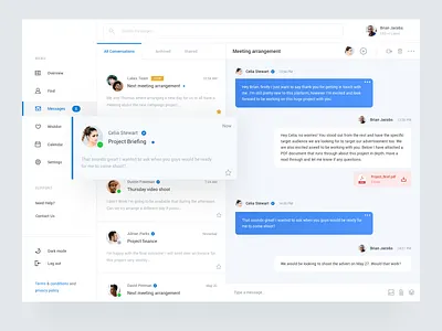 Dashboard Client Message attachment blue clean client dashboard interface mail message profiles social ui ux