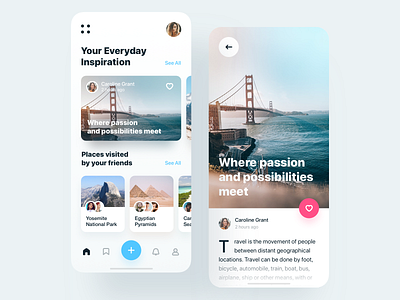 Travel Inspiration App app blog card city ios iosapp iphone landscape mobile mobileapp place post sightseeing travel trip ui