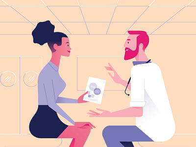 12 simple ways to fight cancer round 3 character colors doctor flat girl health hospital illustration man minimal minimalist vector woman