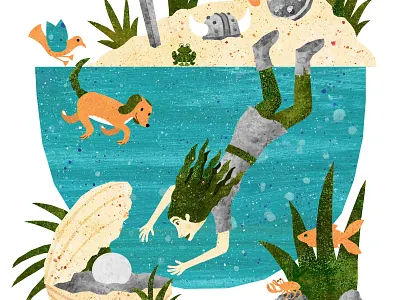 The Diver children art illustration illustration art kidlitart mystical ocean pearl viking