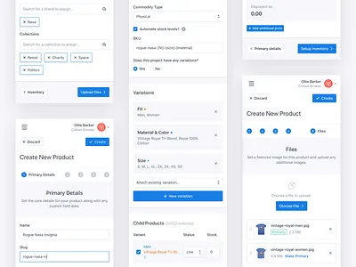 Product Creator Mobile Concept api categories commerce dashboard ecommerce files inventory mobile moltin pricing product products upload variations