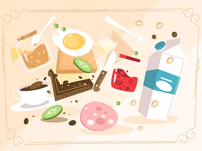 Products for cooking breakfast breakfast butter cooking egg flat food illustration jam kit8 milk pattern peanut product sausage vector