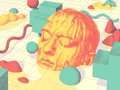 Drowning in the interface boy cross fluid illustration man mountain net ps