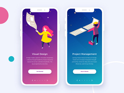 Onboarding Concept Exploration Part 1 app bright characters colorful design gradient illustration landing mobile navigation tech ui user interface ux vector visual design