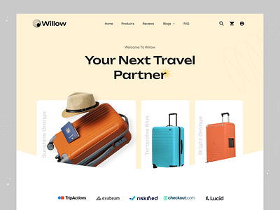 Willow - luggage Product Web UI e commerce shop homepage interface landing page marketplace online shopping product product ui store travel product web development web ui website website design