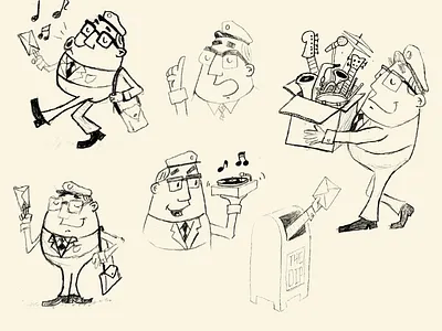 Mail Carrier Sketches charachter design illustraion sketch