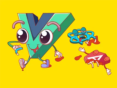 Zombie Vue angular blood characer dead draw illistration line react vue