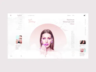 Sephora beauty clean design ecommerce fashion girl hands interace lips main page makeup minimal product screen shop webdesign white
