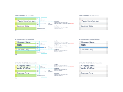 Field Alignment Documentation (revised) design asset design standards documentation floating label form design form elements form field material design ui