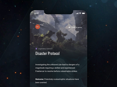 Anthem Companion App Concept - Content Details activities anthem app app concept companion concept content dark design details page game ios overlay photo ps4 sketch ui ux
