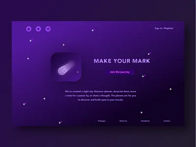 Space app website splash page app icon concept digital design figma graphic design icon interface landing page logo night screen sky space splash page ui website