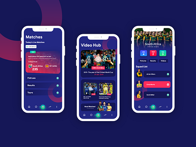 Icc App Freebie app cricket design ios iphonex ipl live live score match score statistics t20 teams ui ux videos