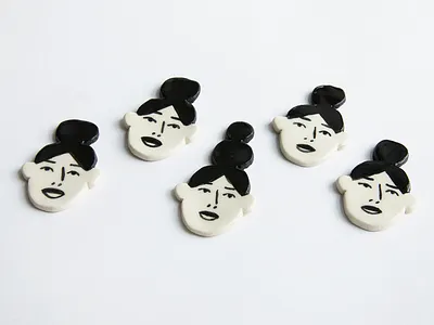 Ceramic Pins black ceramic ceramics faces figure illustration ladies lady people pin