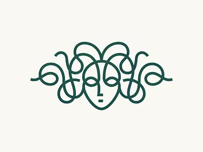 Gorgon face gorgon line logo mark medusa symbol