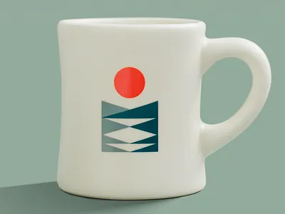 Fika Mug geometric lake mountains mug nature sun