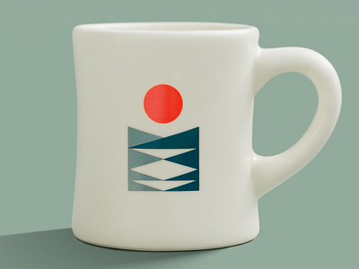 Fika Mug geometric lake mountains mug nature sun