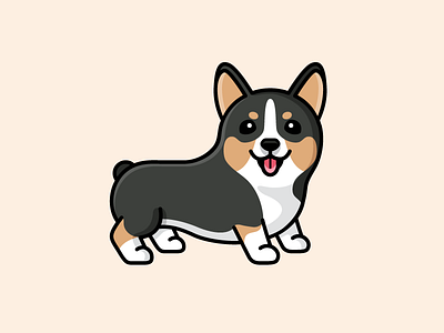 Black Corgi animal character breed breeding cartoon comic character drawing child kids clothing apparel corgi dog cute adorable flat artwork friendly mascot fun funny happy happiness logo illustration lovely black pembroke welsh pet puppy smile smiling sticker design