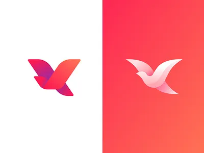 Birds bird brand c dove gradient illustration logo logos mark v vibrant