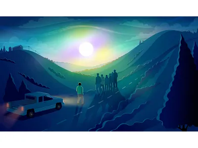 Longreads - The Real Danger on the Promenade digital art digital illustration editorial illustration illustration illustrator landscape longreads night science fiction