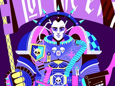 Space Marine affinity boardgame character design future gaming illustration illustrator pattern skull soldier space spikes texture vector warhammer